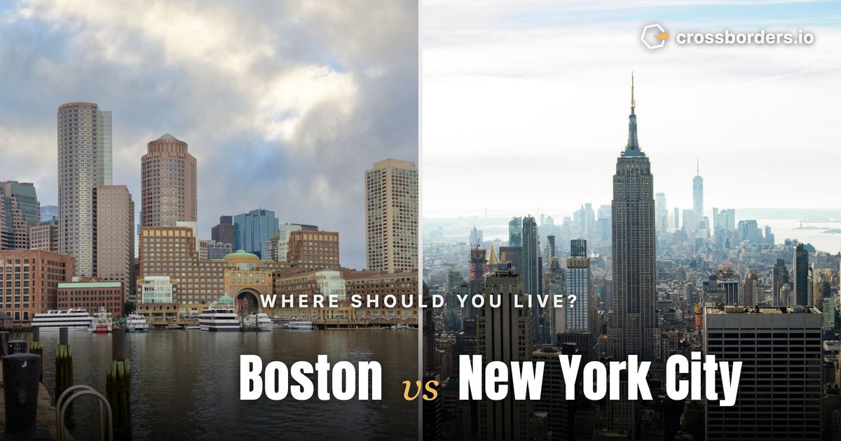 Boston vs New York City — side-by-side city comparison