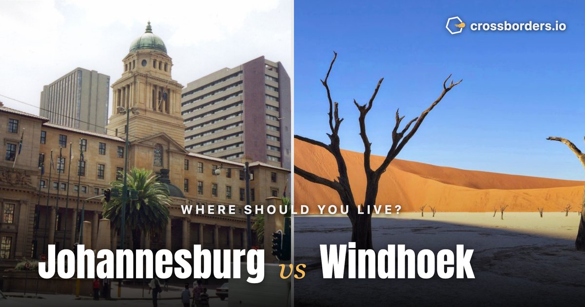 Johannesburg vs Windhoek — side-by-side city comparison