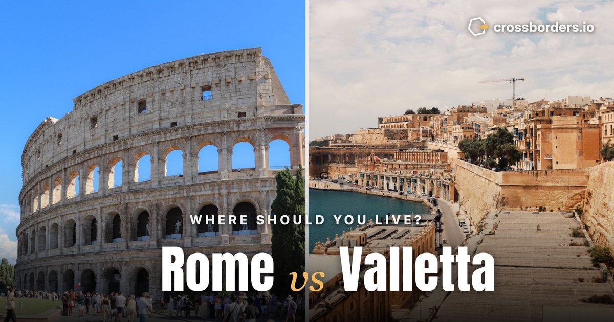 Rome vs Valletta — side-by-side city comparison