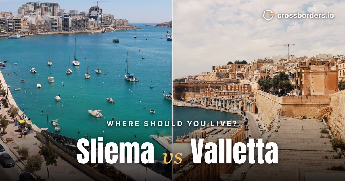 Sliema vs Valletta — side-by-side city comparison